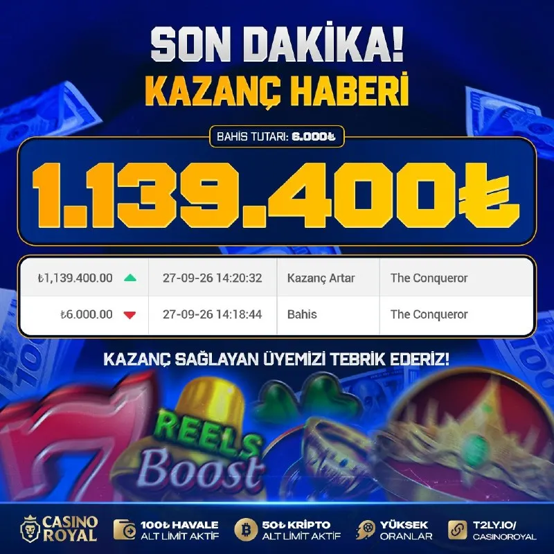 🚨 THE CONQUEROR’DA YAKLAŞIK 190 KATLIK SONUÇ 🎰 6.000 TL’lik tur, yedi haneli kazançla…