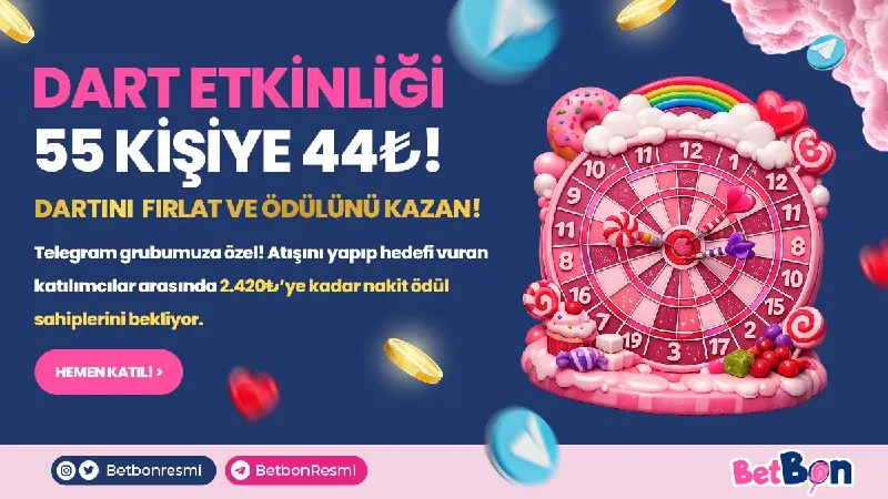 🎯 DART ETKİNLİĞİ BAŞLADI! 🎯 📅 26.09.2026 🕖 Saat: 19:00 – 4:00 🎯 Kurallar: • İlk atışta 4…
