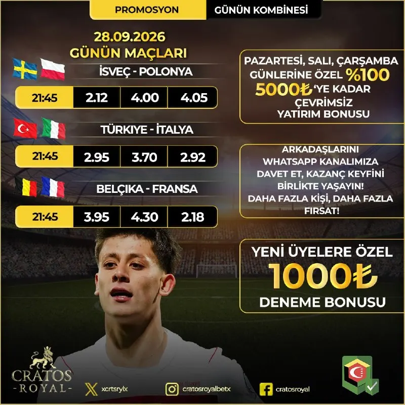 👑👑👑👑👑 👑👑👑👑🎰👑👑 CratosRoyalBet ile Akşamın Maçı Hazır !! ❗️Kuponlara ulaşmak için spor…