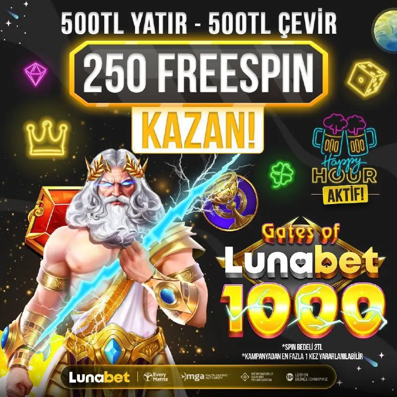 🔞 LUNA HOUR BAŞLADI 💰 500 TL Yatır – 500 TL Çevir 🎁 250 FREESPIN KAZAN! ⚡️ Spinler anında…