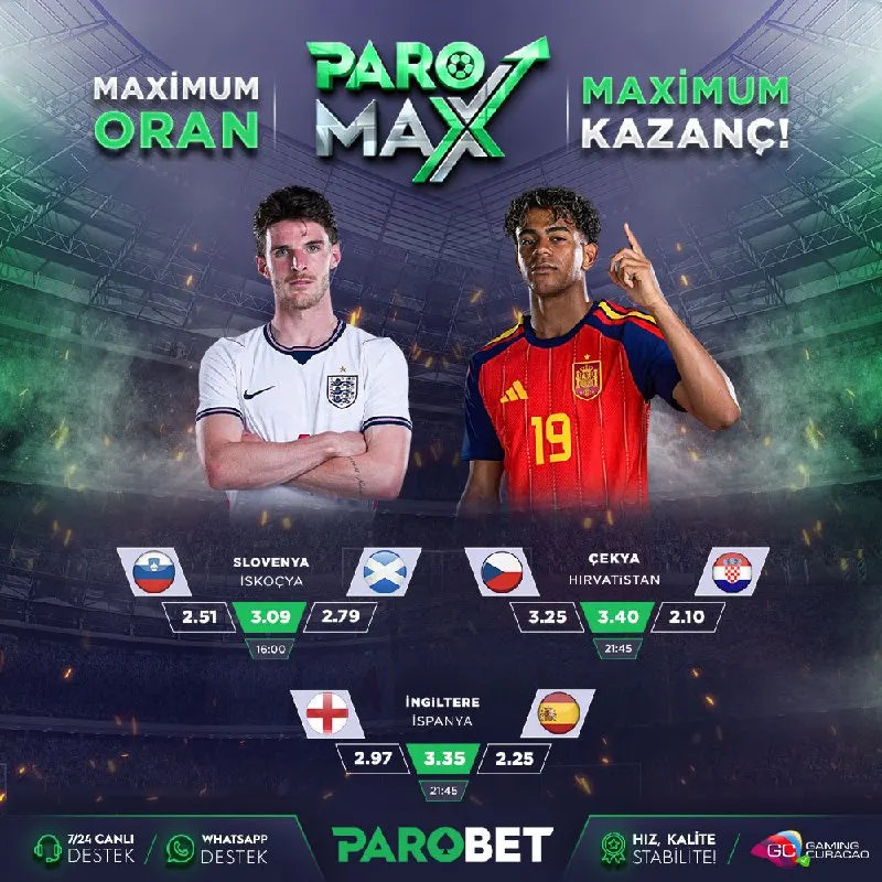 ⬆️ #ParoMax Oranlarıyla Günün En Zorlu Maçları ⬇️ 🕒 16:00 - Slovenya ⚔️ İskoçya 🕒 21:45…