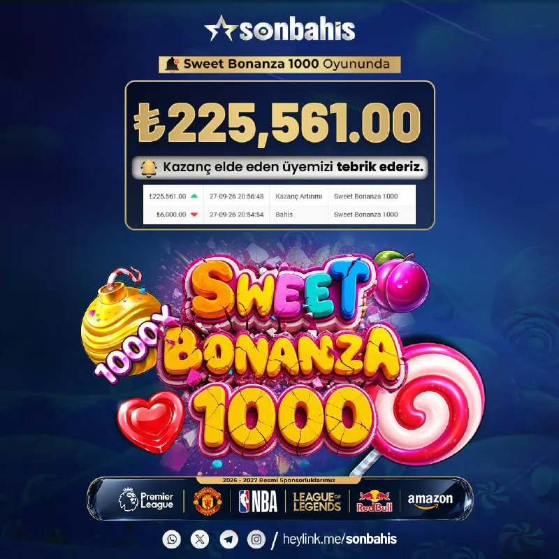 ⭐️GÜZEL KAZANÇLAR SONBAHİS’TE! 🔥Sweet Bonanza 1000 oyununda Super Freespin Spinleri ile…