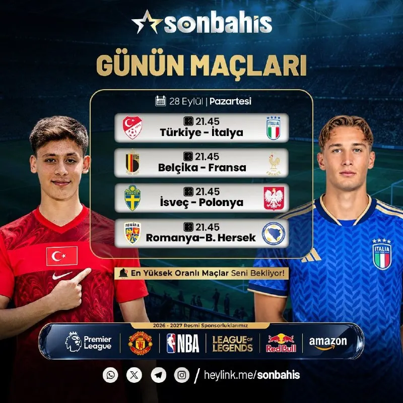 💥GÜNÜN MAÇLARI 🔥Günün karşılaşmalarında oranlar yükseltildi! ⚫️Günün karşılaşmalarını…