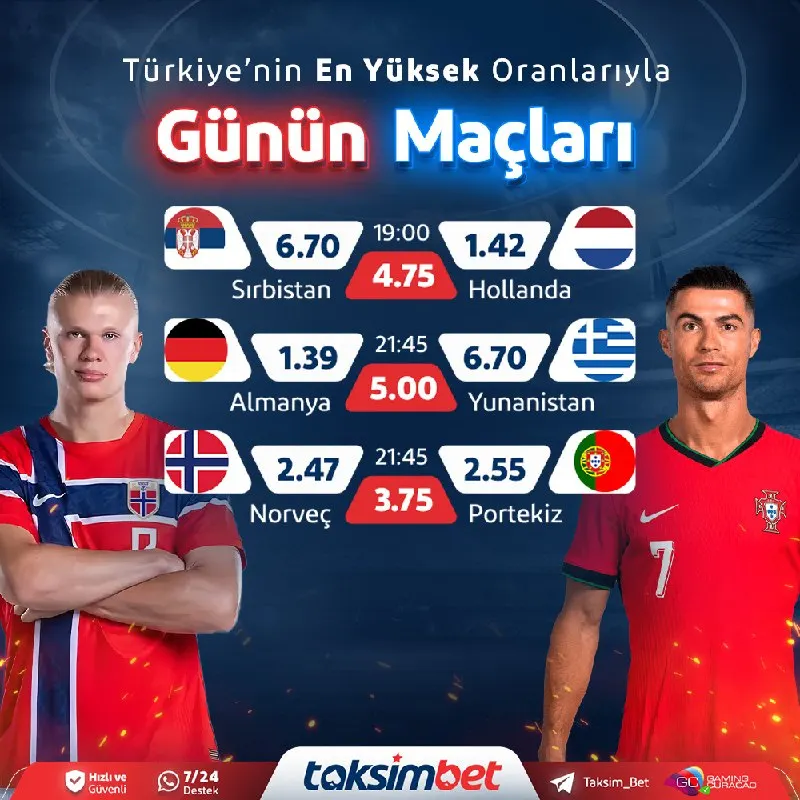 ⬆️ #TaksimBet ile Günün En Heyecanlı Maçları ⬇️ 🕒 19:00 - Sırbistan ⚔️ Hollanda 🕒 21:45…