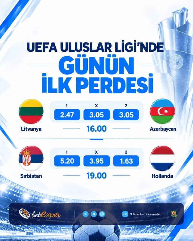 🏆 UEFA Uluslar Ligi’nde Günün İlk Perdesi Açılıyor! 💸 UEFA Uluslar Ligi'nde günün açılış…