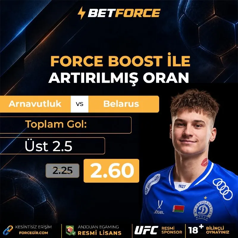 ⚡ FORCE BOOST İLE ORAN YÜKSELDİ! ⚽️ Arnavutluk 🆚 Belarus ➡️ Toplam Gol: Üst 2.5 🔥 2.25 ➜…