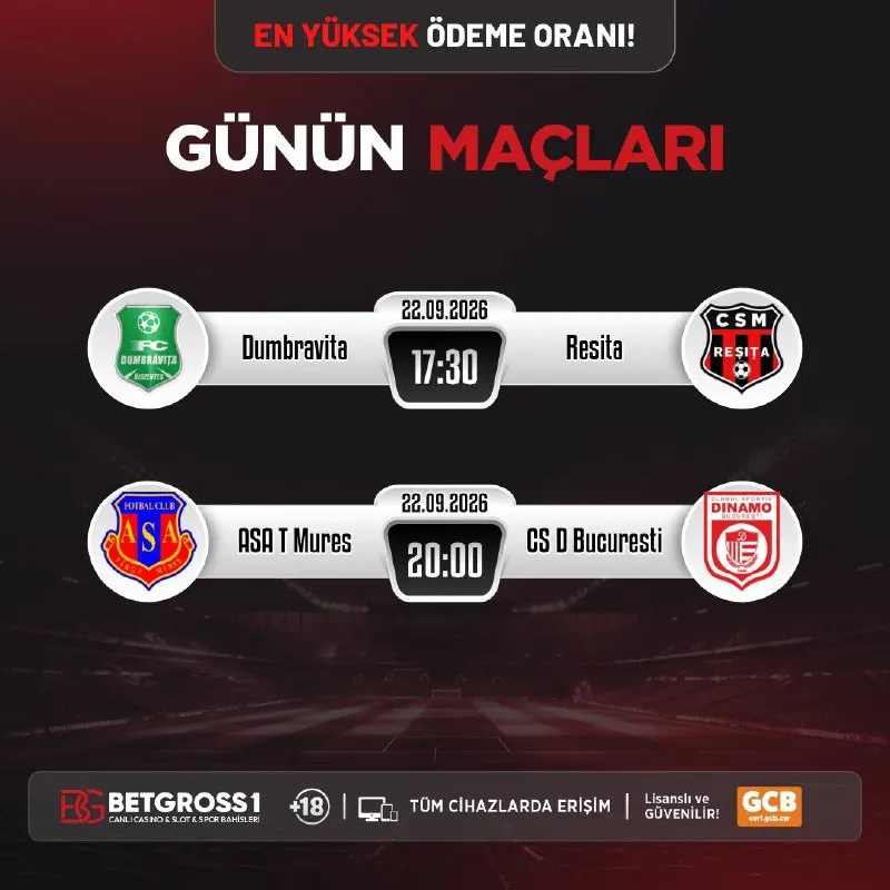 ⚽️ GÜNÜN MAÇLARI ⚽️ 👟 En yüksek oran seçenekleri ile günün maçları BETGROSS'ta sizleri…