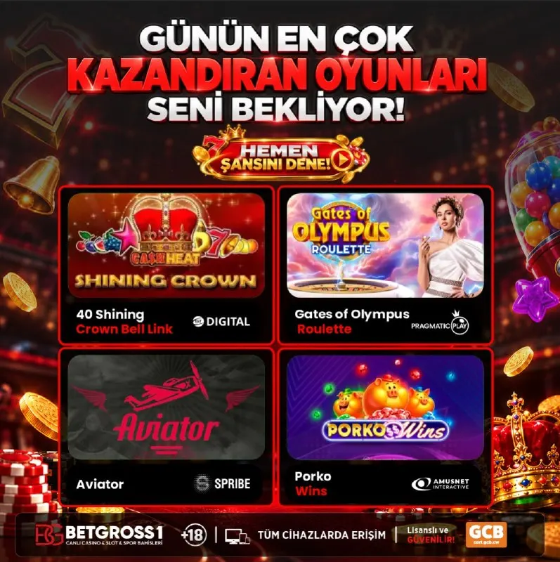 ☀️Betgross Ailesi,Kazanmaya Hazır mısın?☀️ 🔄 Günün şanslı oyunları ile kazancını…