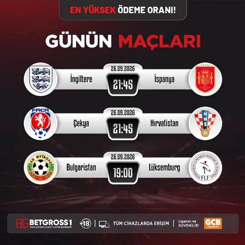 ⚽️ GÜNÜN MAÇLARI ⚽️ 👟 En yüksek oran seçenekleri ile günün maçları BETGROSS'ta sizleri…