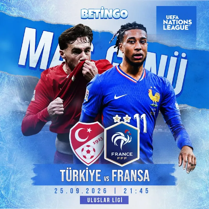 🔥 ULUSLAR LİGİ’NDE DEV MAÇ! 🔥 🇹🇷 Türkiye vs Fransa 🇫🇷 ⚽️ Milli heyecanın adresi belli! 🗓…
