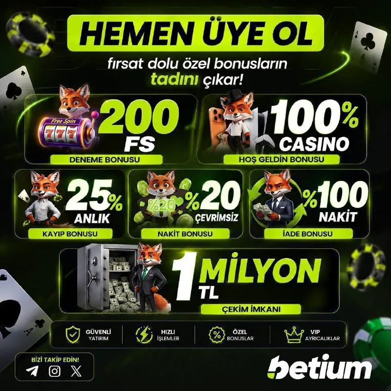 🫡 Betium'un fırsatlarla dolu özel bonuslarının tadını çıkar! 🎁%20 Çevrimsiz Bonus ile…