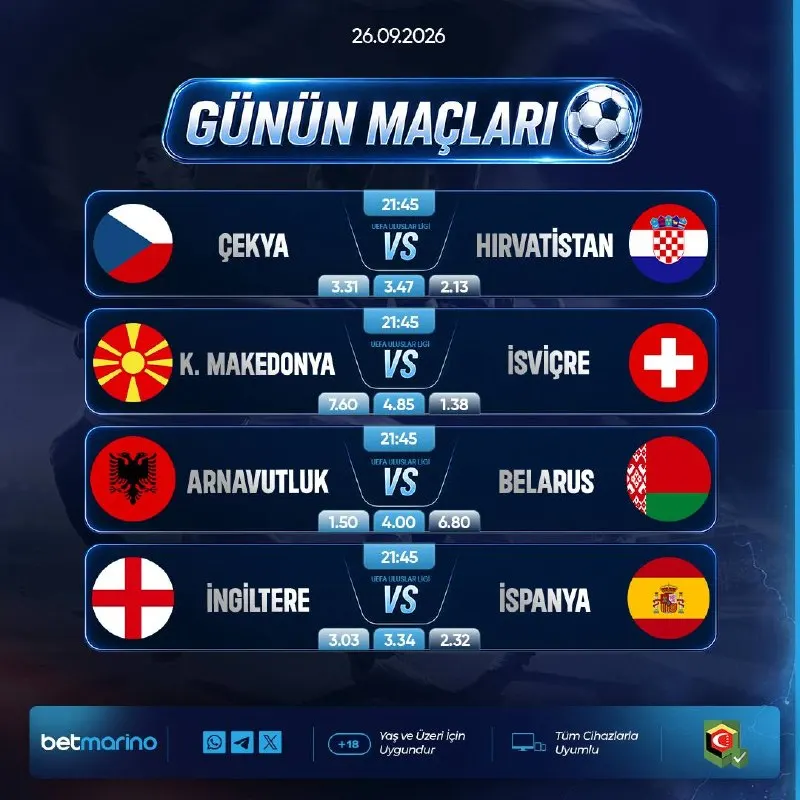 🖤🖤🖤🖤 ⭐ Günün Öne Çıkan Maçları ⚽ Çekya VS Hırvatistan ⚽ K. Makedonya VS İsviçre ⚽…
